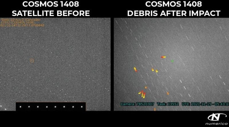 Space debris from Russian anti-satellite missile test spotted in telescope images and video